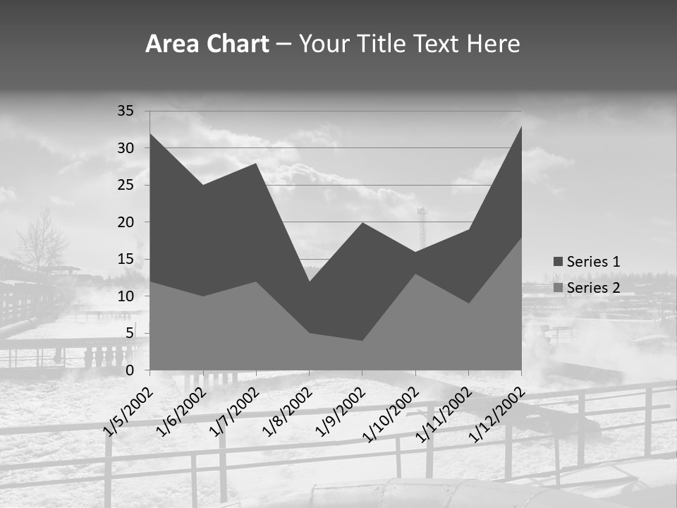 A Black And White Photo Of A Factory With Steam Coming Out Of It PowerPoint Template