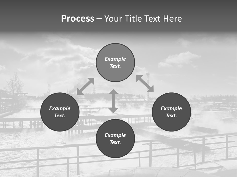 A Black And White Photo Of A Factory With Steam Coming Out Of It PowerPoint Template