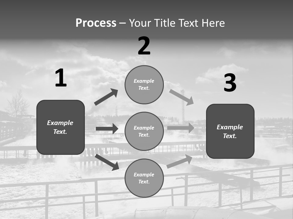 A Black And White Photo Of A Factory With Steam Coming Out Of It PowerPoint Template