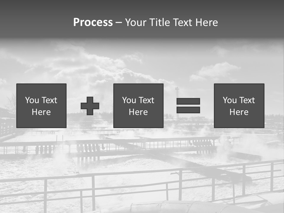 A Black And White Photo Of A Factory With Steam Coming Out Of It PowerPoint Template