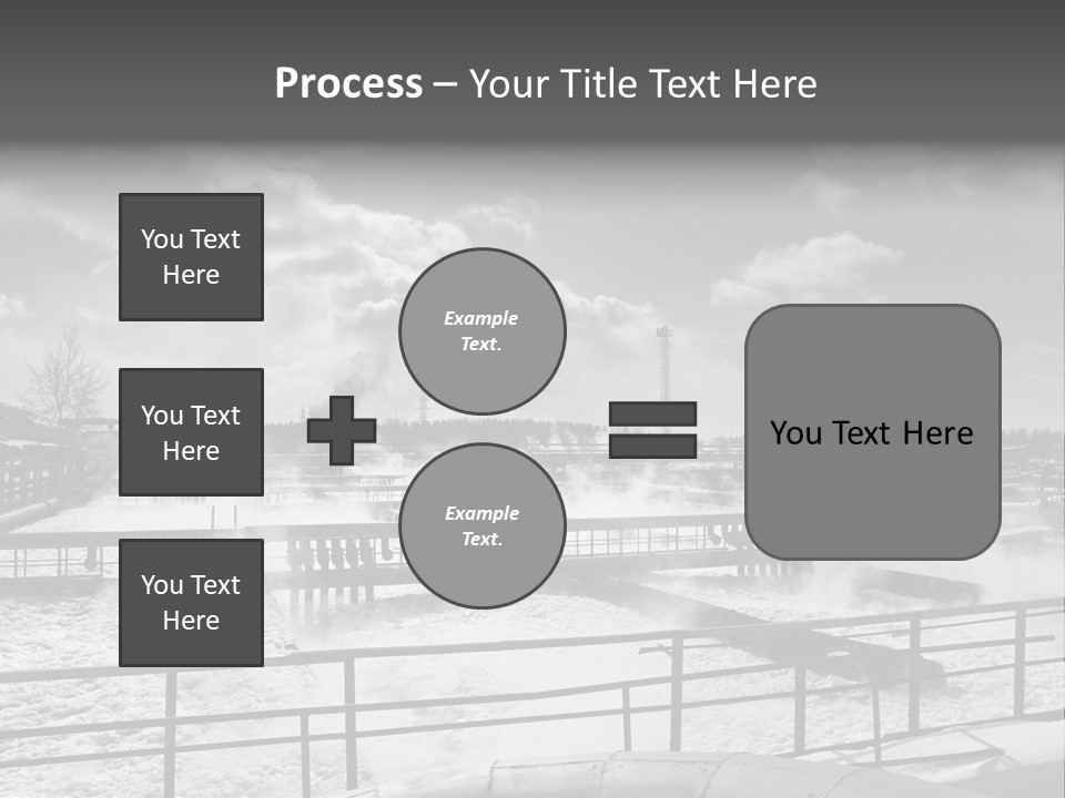 A Black And White Photo Of A Factory With Steam Coming Out Of It PowerPoint Template