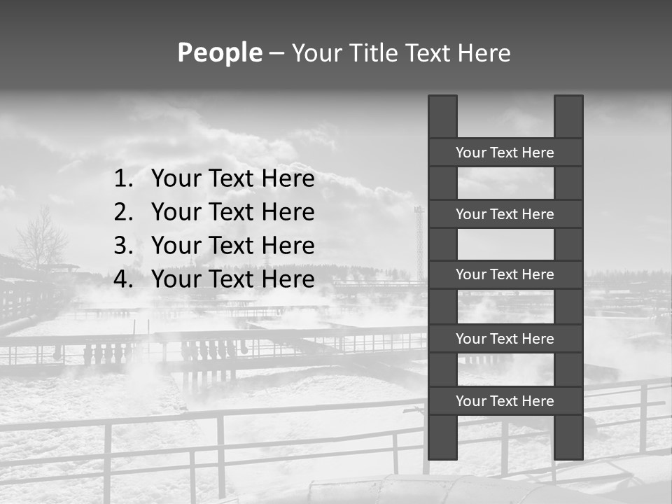 A Black And White Photo Of A Factory With Steam Coming Out Of It PowerPoint Template