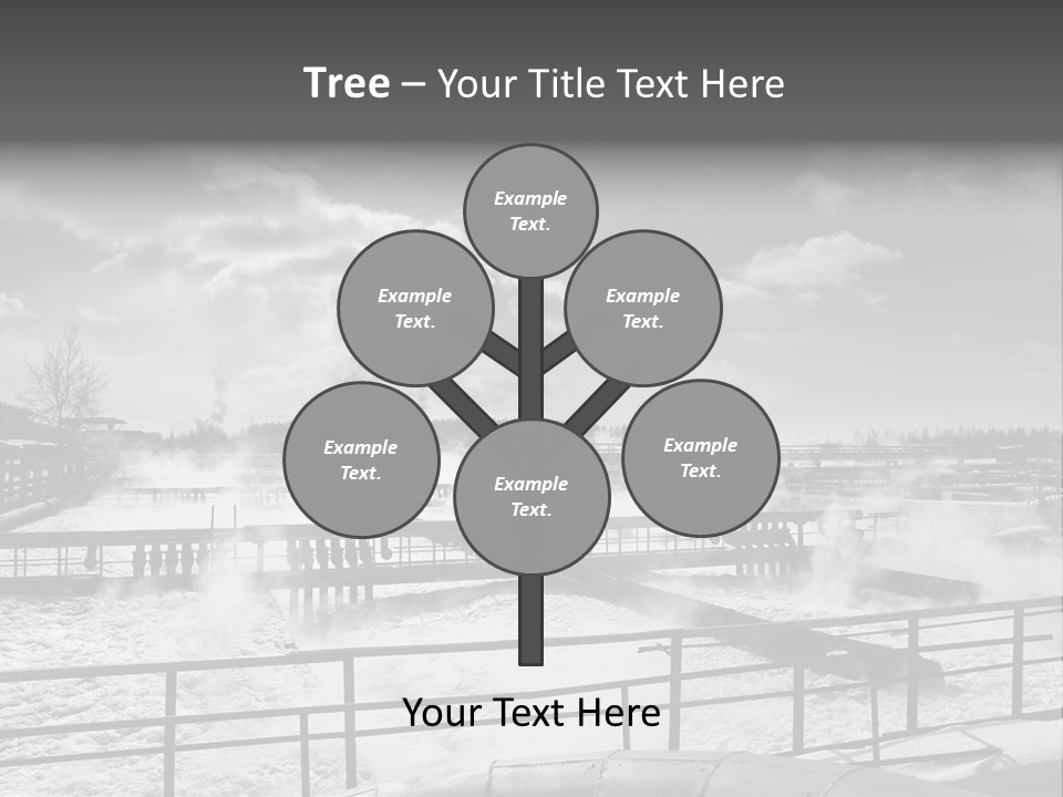 A Black And White Photo Of A Factory With Steam Coming Out Of It PowerPoint Template