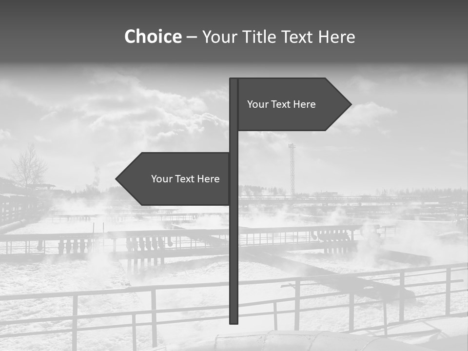 A Black And White Photo Of A Factory With Steam Coming Out Of It PowerPoint Template