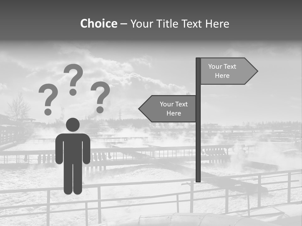 A Black And White Photo Of A Factory With Steam Coming Out Of It PowerPoint Template