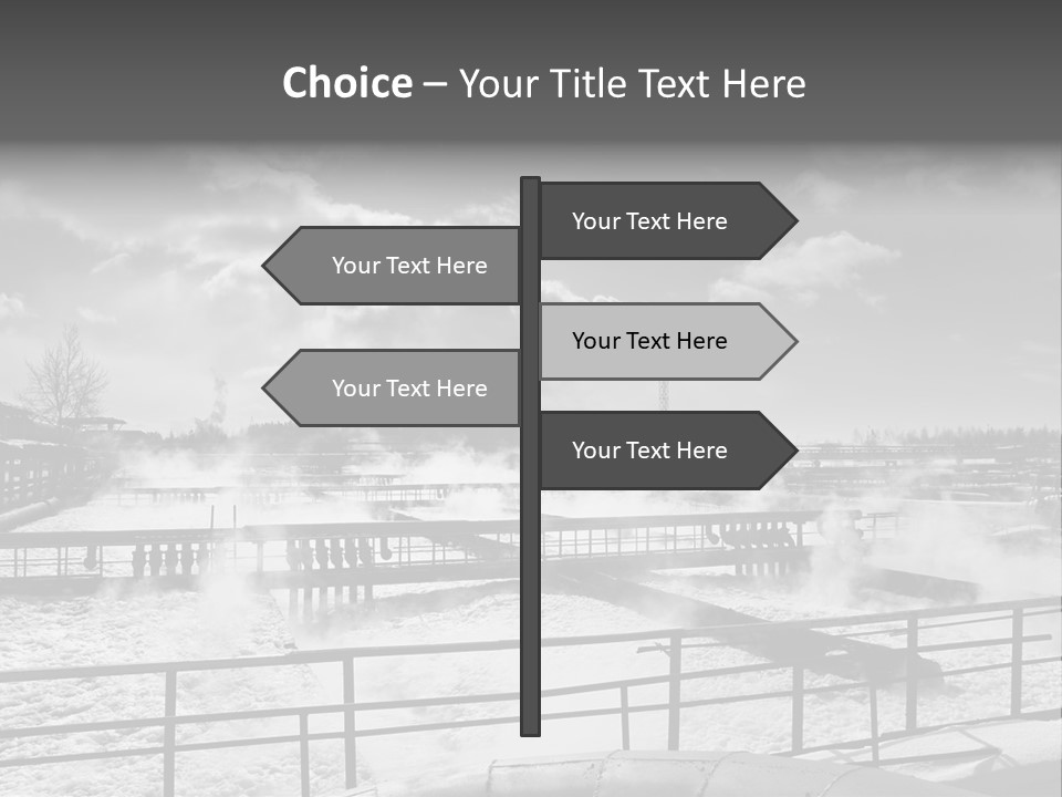 A Black And White Photo Of A Factory With Steam Coming Out Of It PowerPoint Template