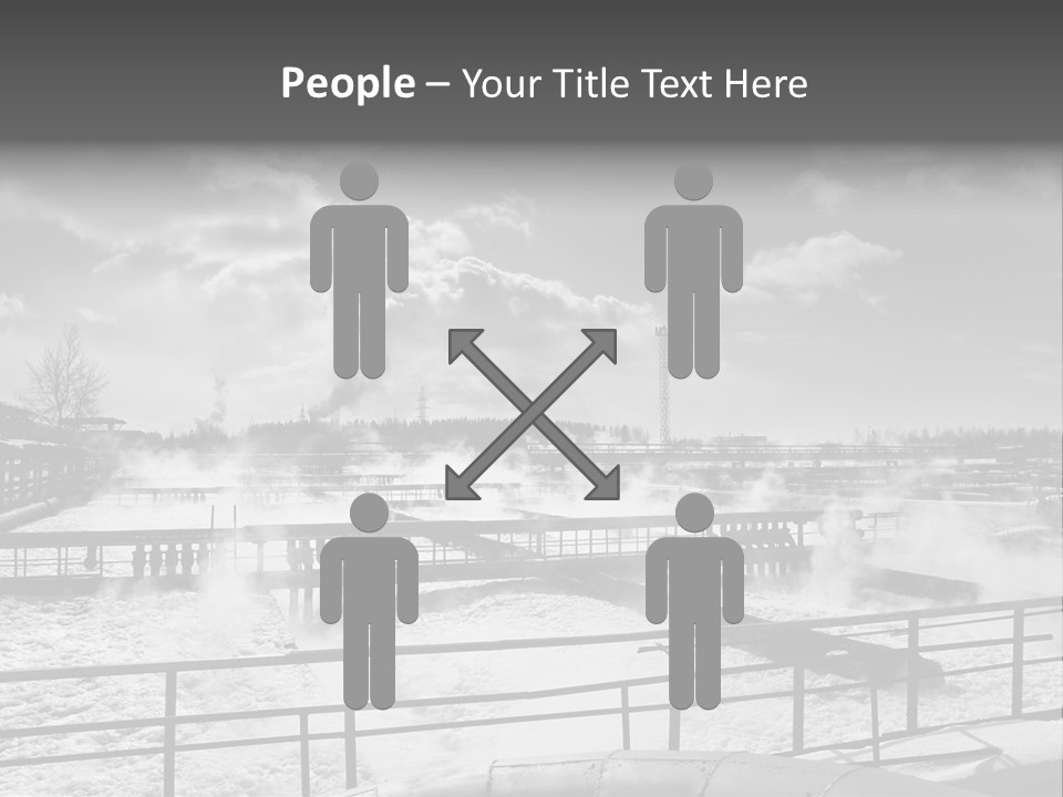 A Black And White Photo Of A Factory With Steam Coming Out Of It PowerPoint Template