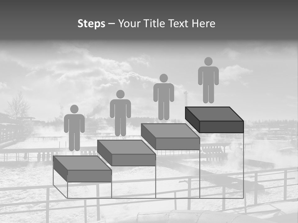 A Black And White Photo Of A Factory With Steam Coming Out Of It PowerPoint Template