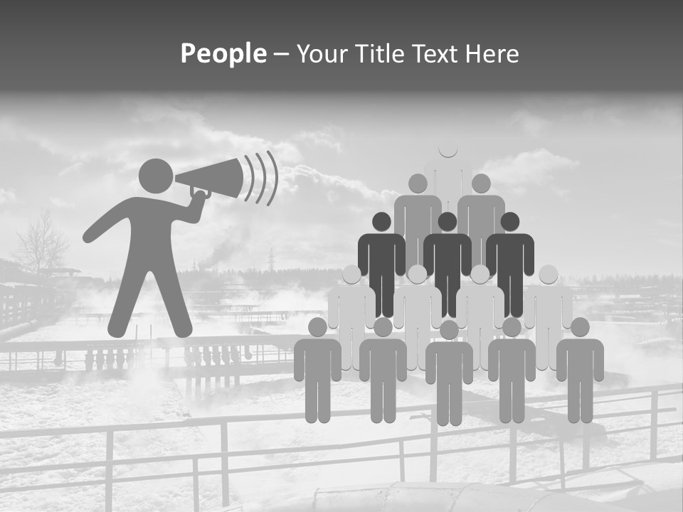 A Black And White Photo Of A Factory With Steam Coming Out Of It PowerPoint Template