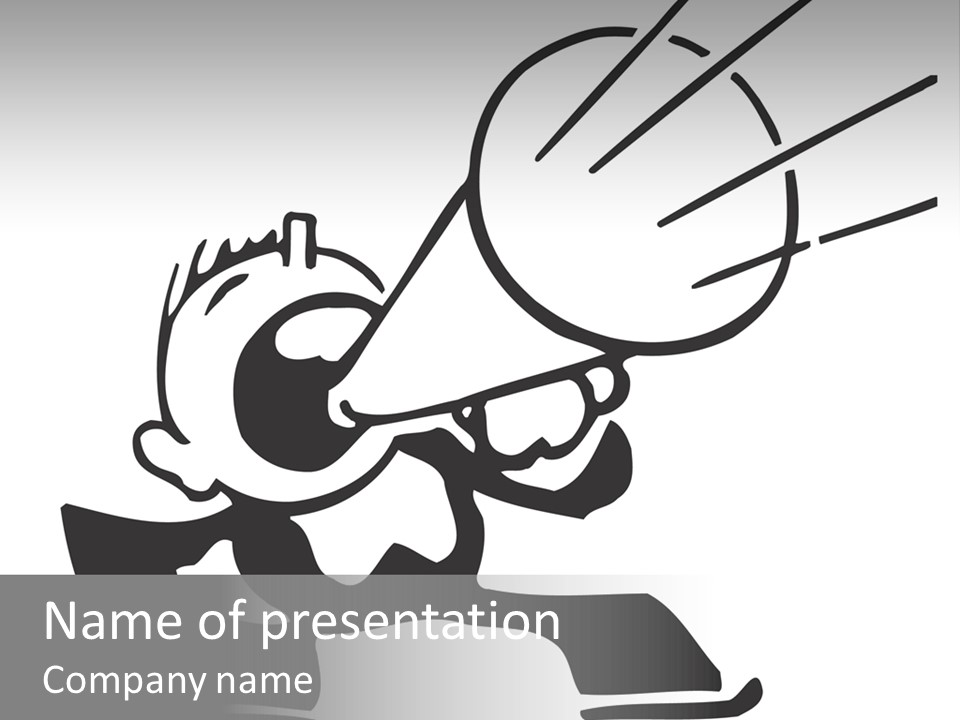 A Cartoon Character Holding A Megaphone In His Hand PowerPoint Template