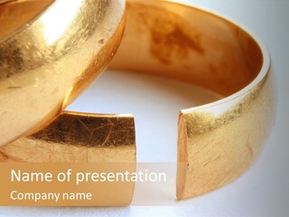 A Couple Of Gold Rings Sitting On Top Of Each Other PowerPoint Template