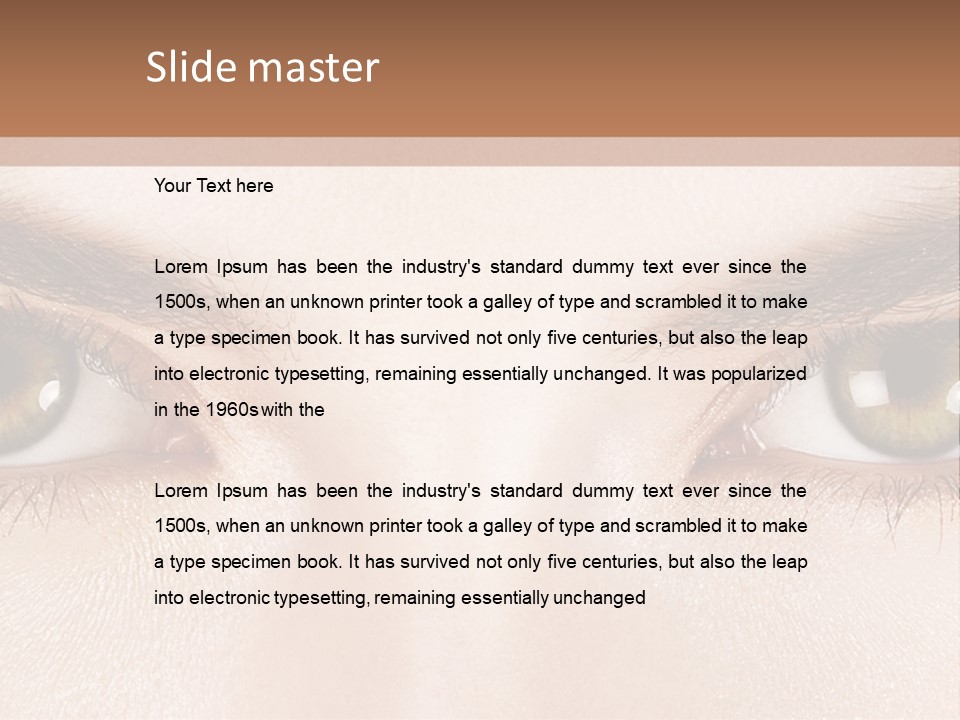 A Woman's Eyes With Long Lashes Powerpoint Template PowerPoint Template