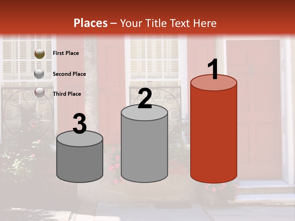 A House With Red Shutters And Windows PowerPoint Template
