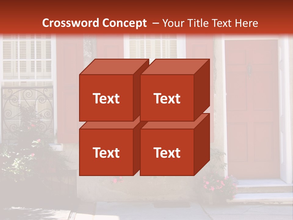 A House With Red Shutters And Windows PowerPoint Template