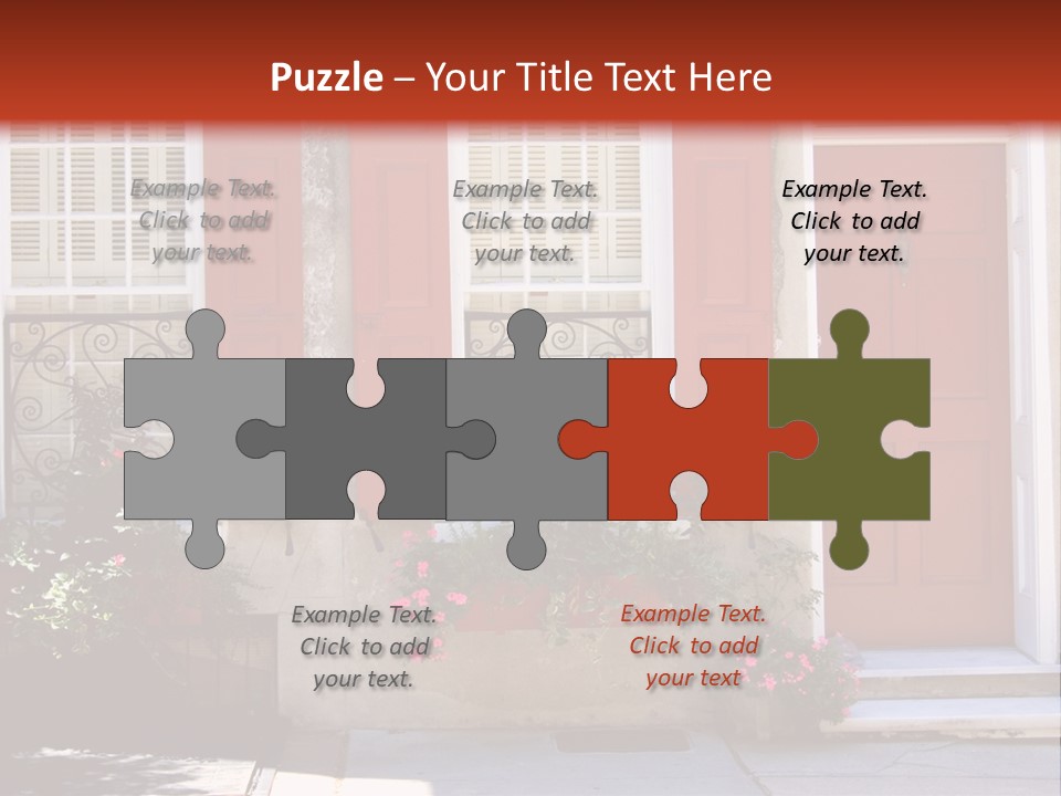 A House With Red Shutters And Windows PowerPoint Template