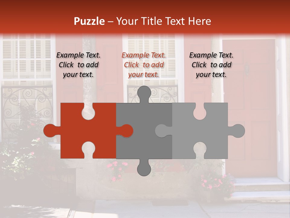 A House With Red Shutters And Windows PowerPoint Template