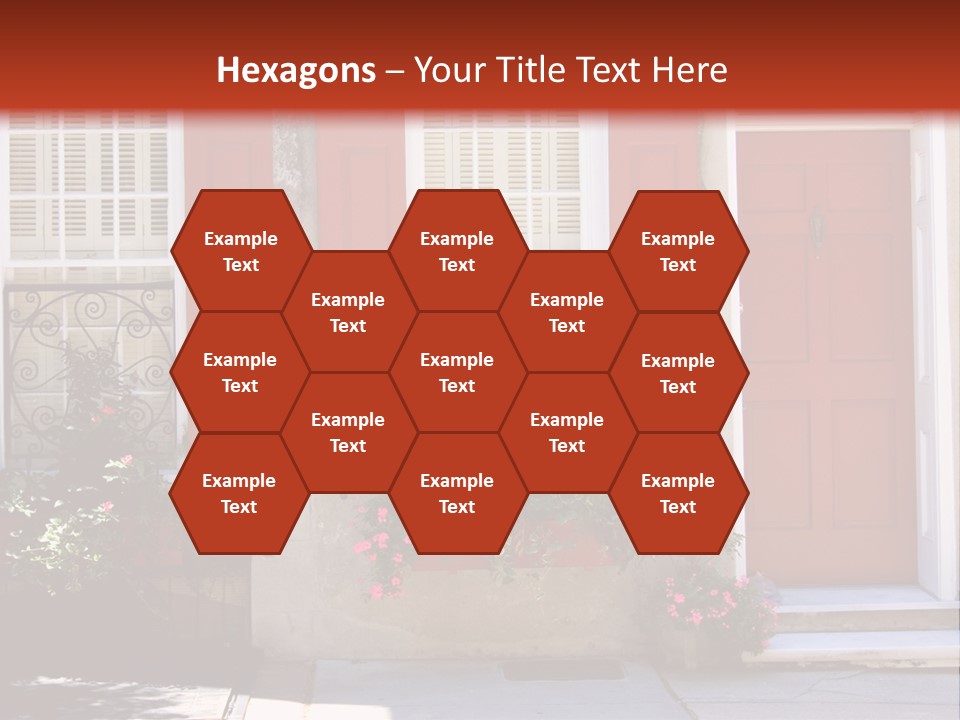 A House With Red Shutters And Windows PowerPoint Template