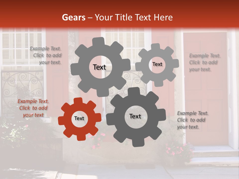 A House With Red Shutters And Windows PowerPoint Template