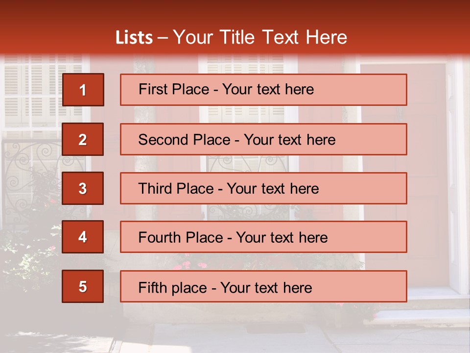 A House With Red Shutters And Windows PowerPoint Template