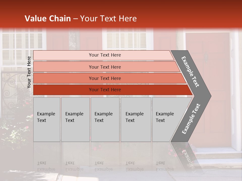 A House With Red Shutters And Windows PowerPoint Template