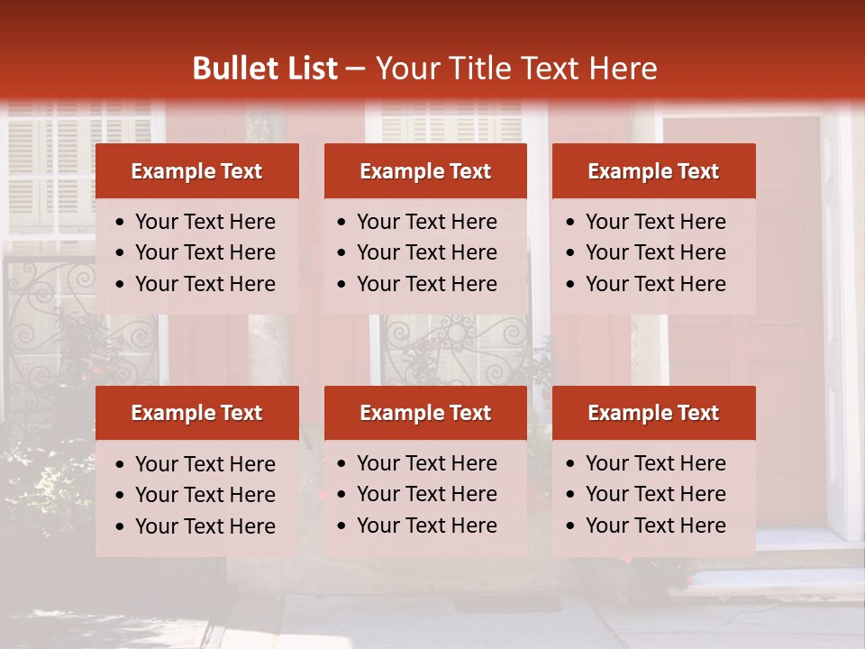 A House With Red Shutters And Windows PowerPoint Template