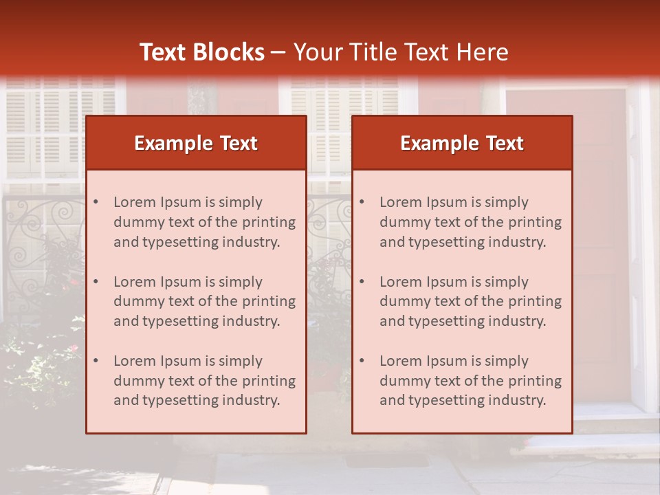 A House With Red Shutters And Windows PowerPoint Template