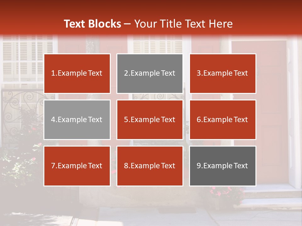 A House With Red Shutters And Windows PowerPoint Template