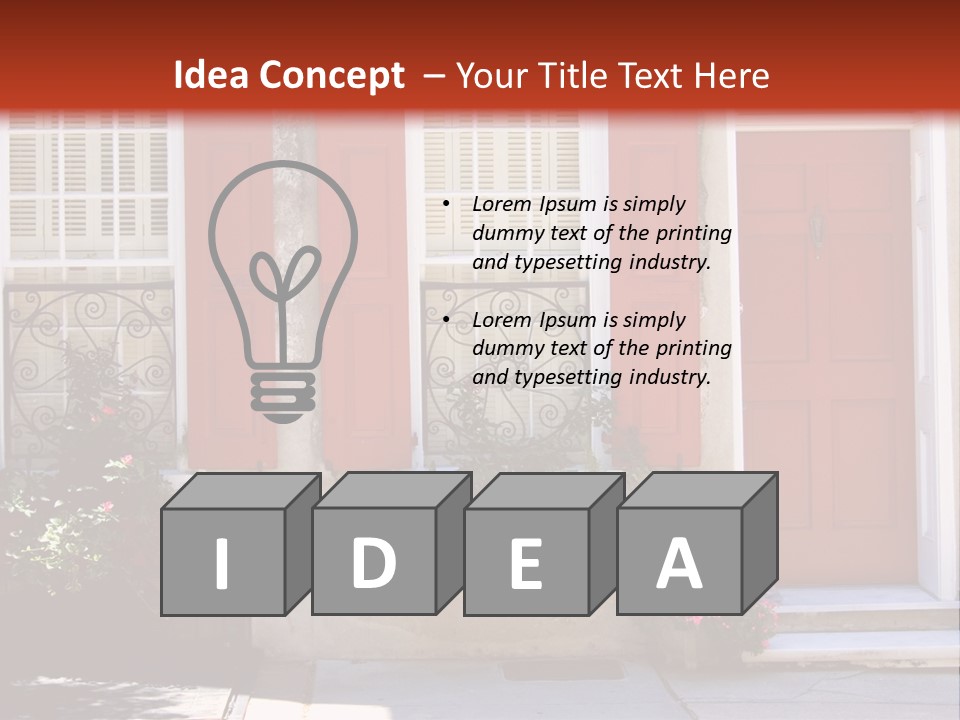 A House With Red Shutters And Windows PowerPoint Template