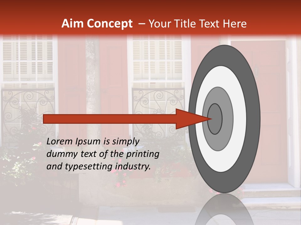 A House With Red Shutters And Windows PowerPoint Template