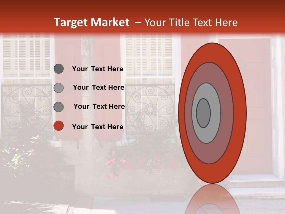 A House With Red Shutters And Windows PowerPoint Template