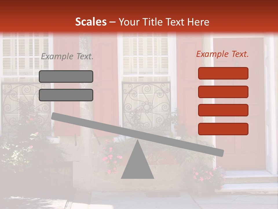A House With Red Shutters And Windows PowerPoint Template
