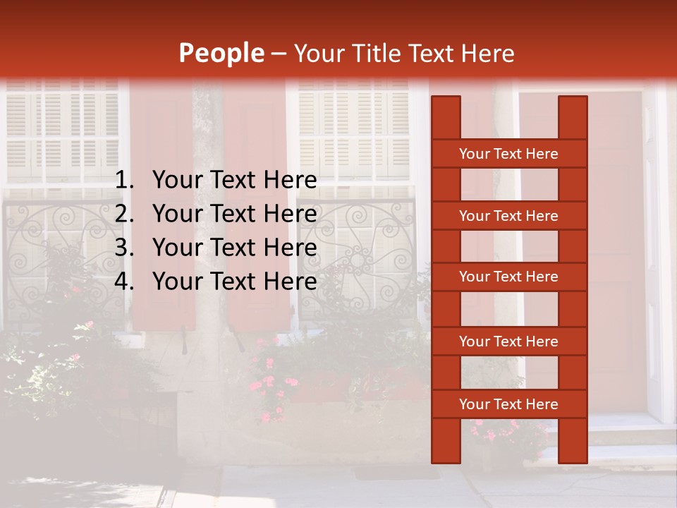 A House With Red Shutters And Windows PowerPoint Template