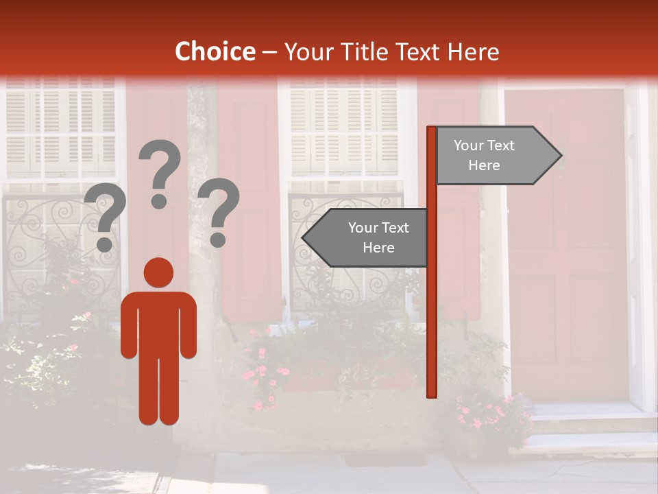 A House With Red Shutters And Windows PowerPoint Template