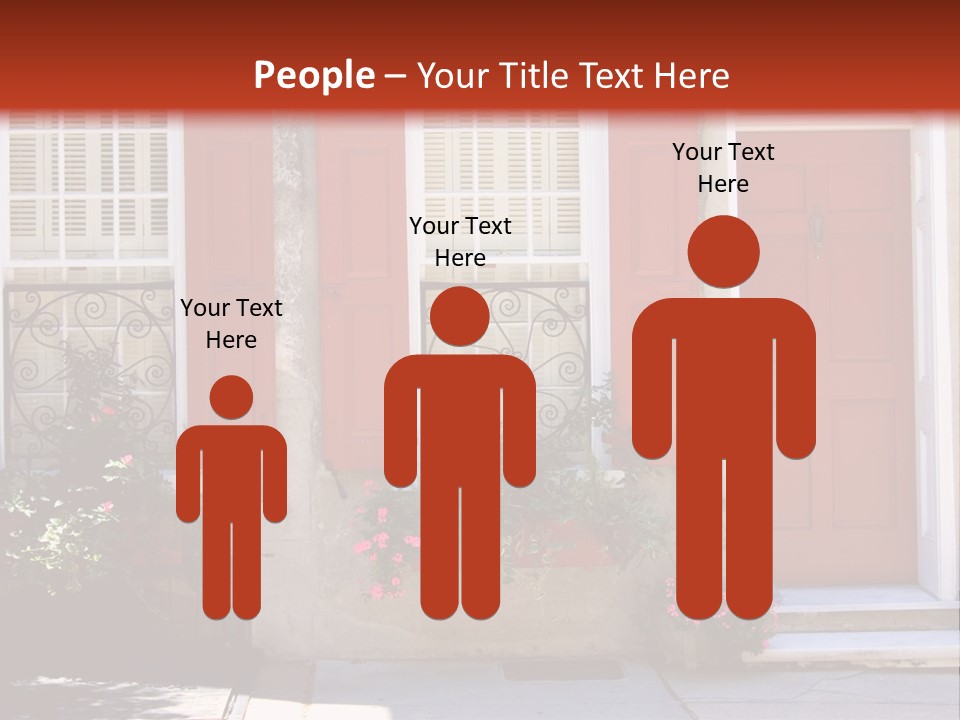 A House With Red Shutters And Windows PowerPoint Template