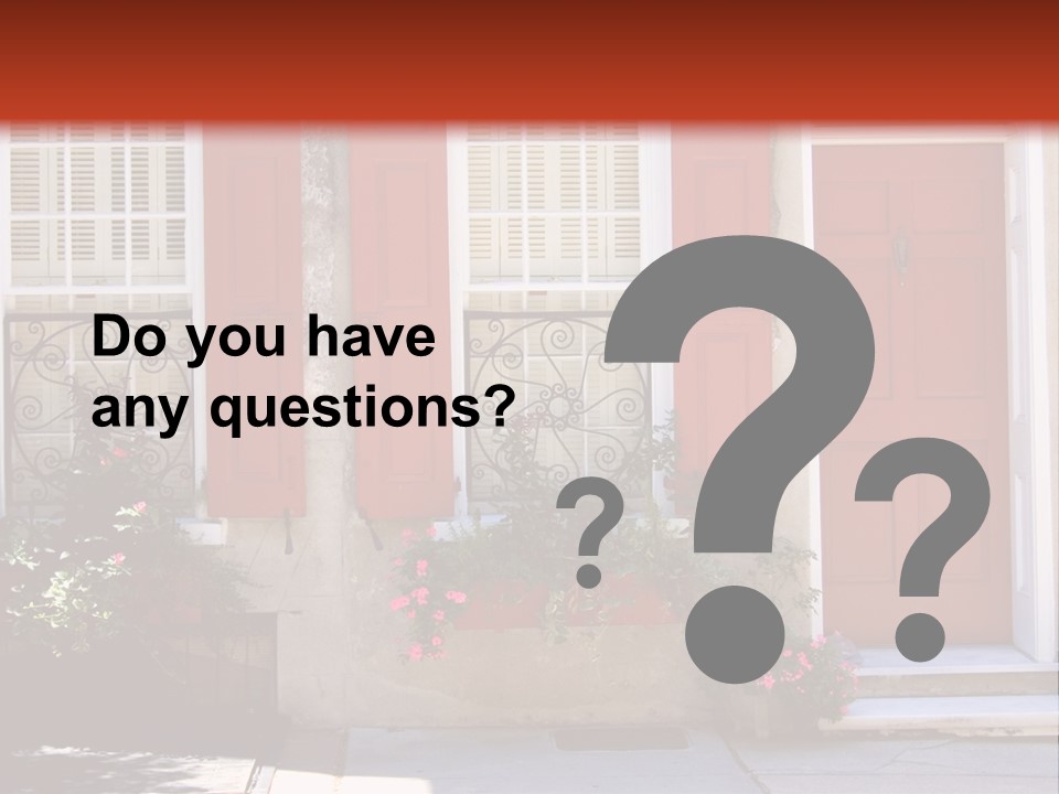 A House With Red Shutters And Windows PowerPoint Template