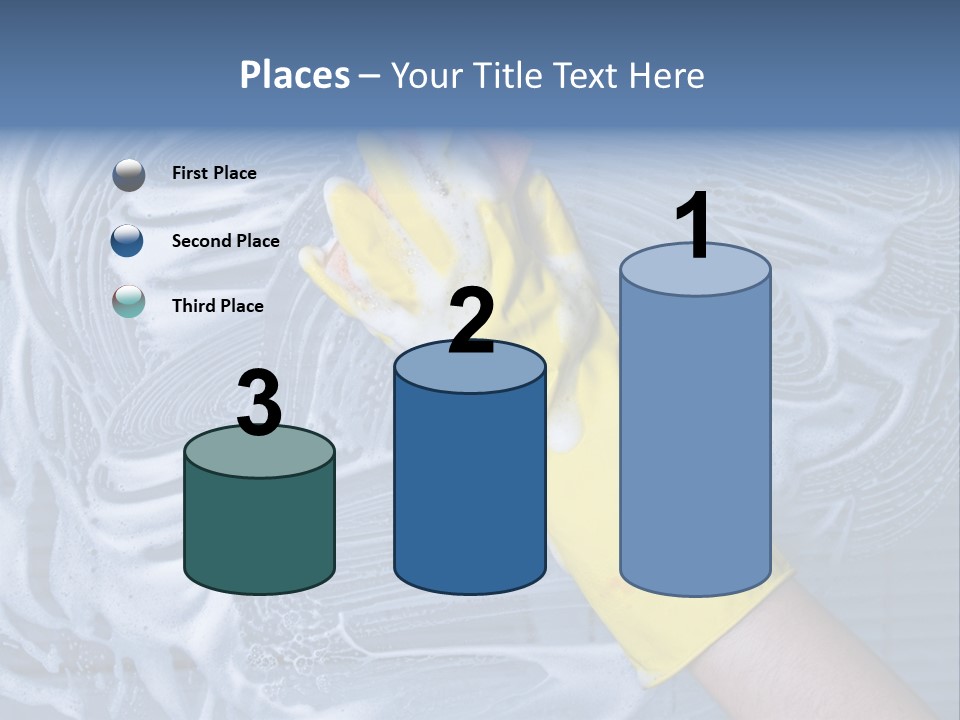 A Hand With Yellow Gloves Holding A Sponge Powerpoint Template PowerPoint Template