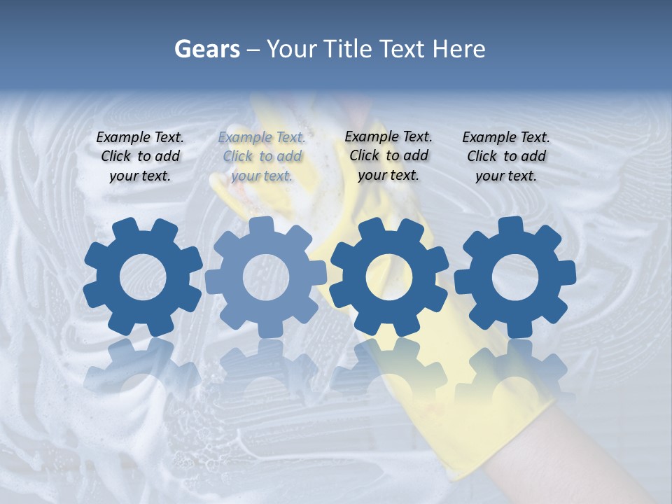 A Hand With Yellow Gloves Holding A Sponge Powerpoint Template PowerPoint Template