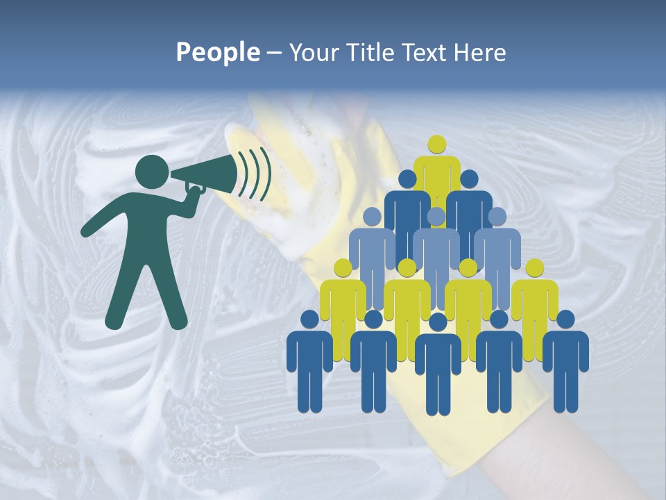 A Hand With Yellow Gloves Holding A Sponge Powerpoint Template PowerPoint Template