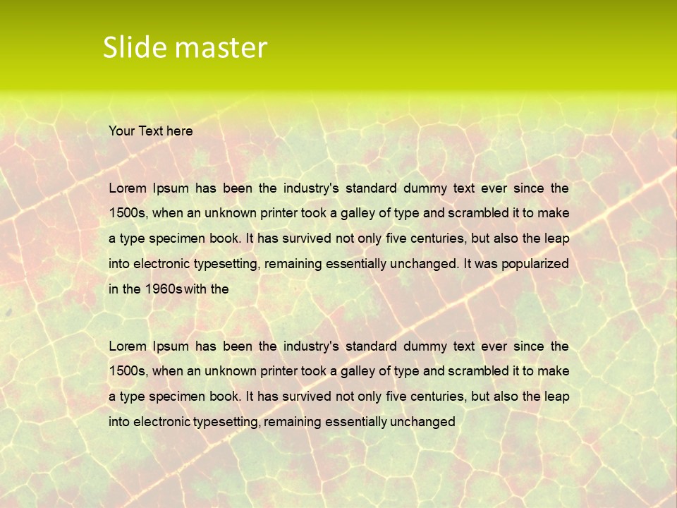 A Leaf With Red And Green Leaves On It PowerPoint Template