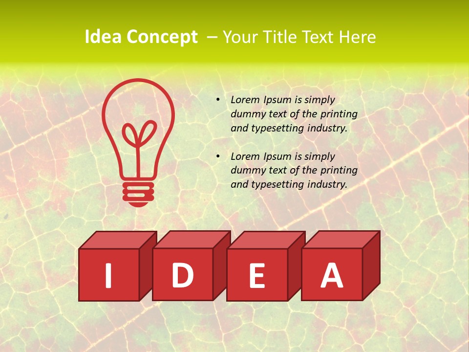 A Leaf With Red And Green Leaves On It PowerPoint Template