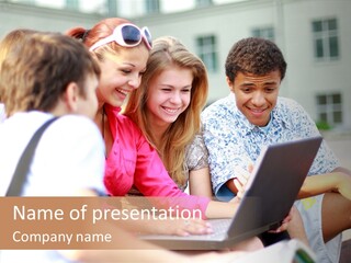 Beautiful Laptop Kids PowerPoint Template