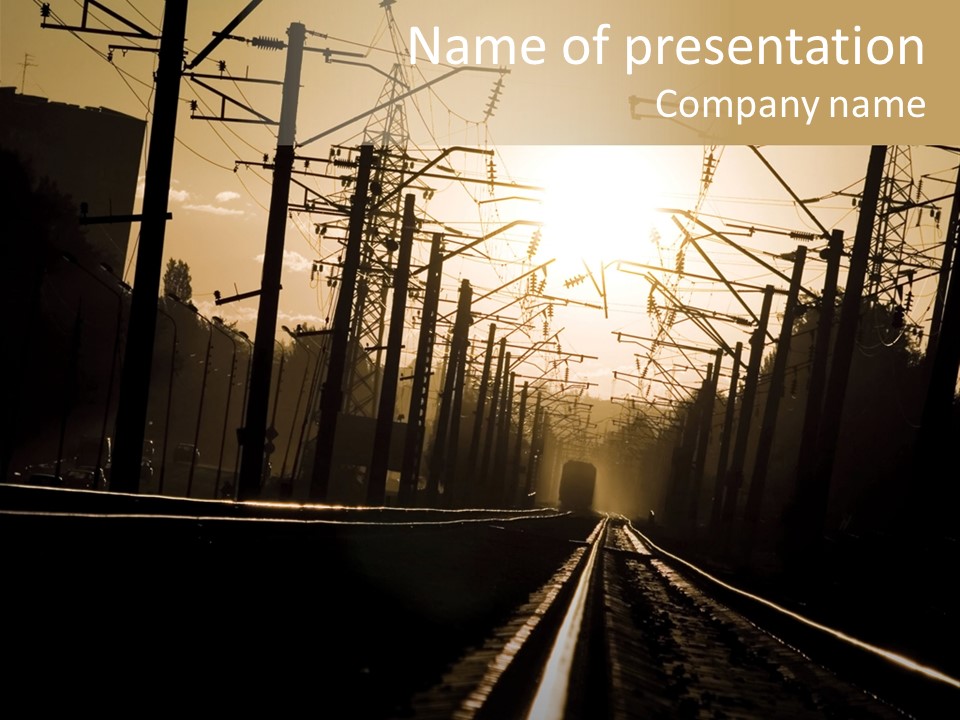 Railroad Track Dusk PowerPoint Template