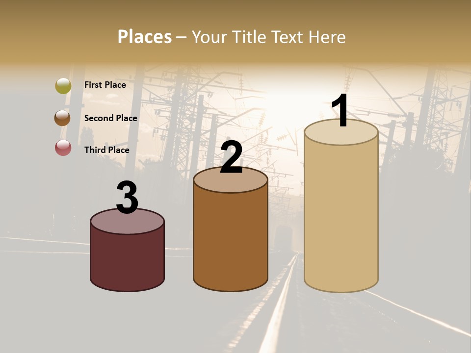 Railroad Track Dusk PowerPoint Template