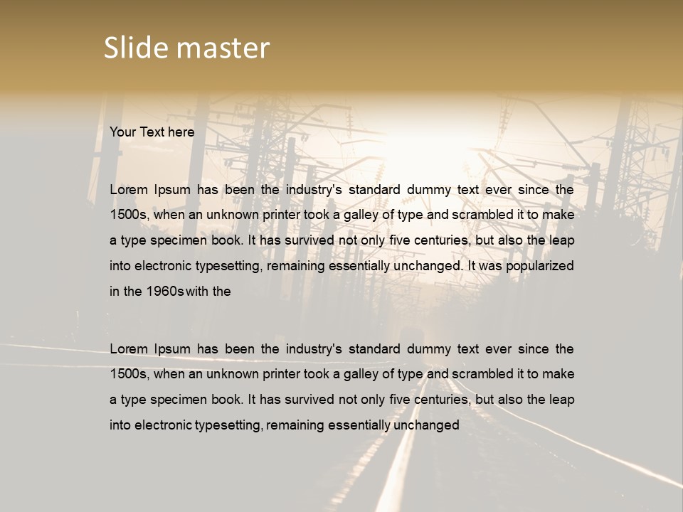 Railroad Track Dusk PowerPoint Template