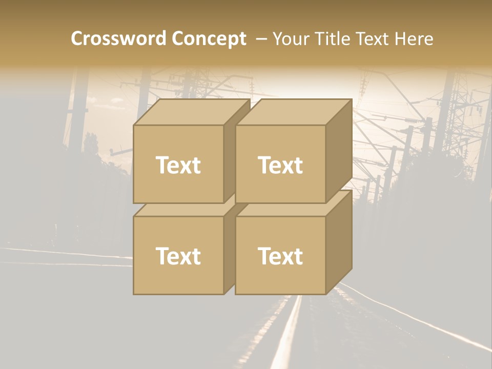 Railroad Track Dusk PowerPoint Template