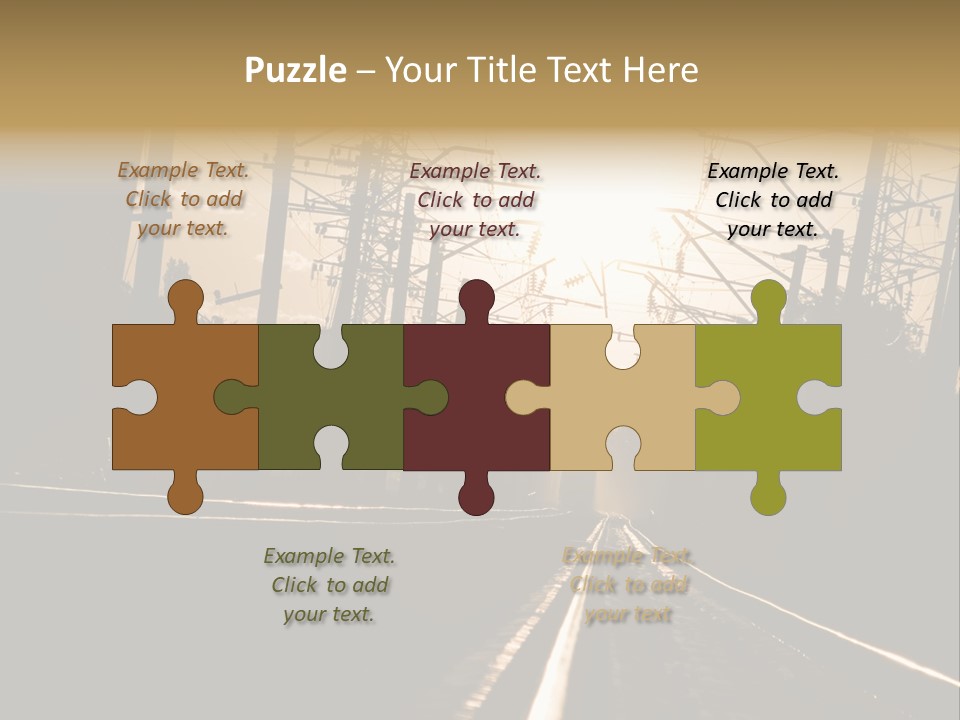 Railroad Track Dusk PowerPoint Template