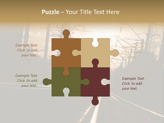 Railroad Track Dusk PowerPoint Template