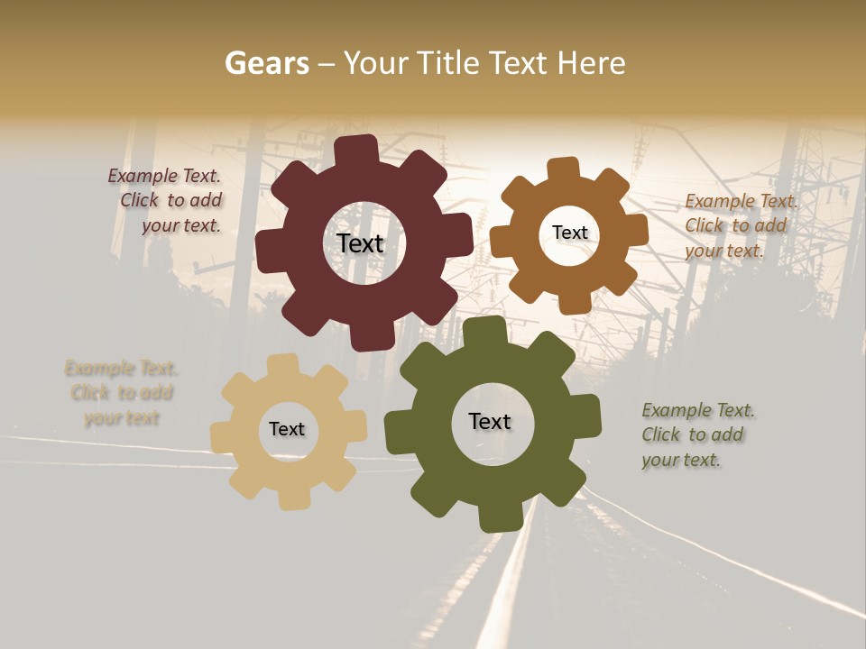 Railroad Track Dusk PowerPoint Template