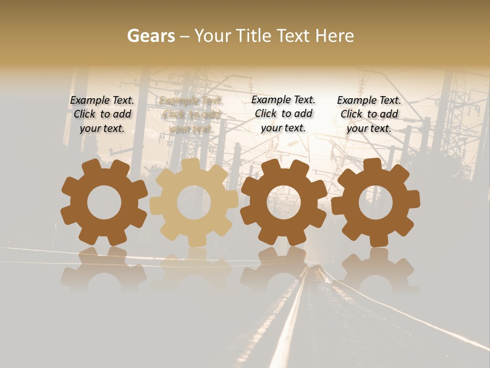 Railroad Track Dusk PowerPoint Template