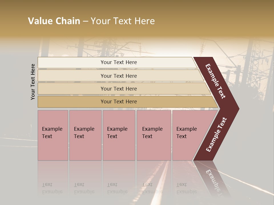 Railroad Track Dusk PowerPoint Template